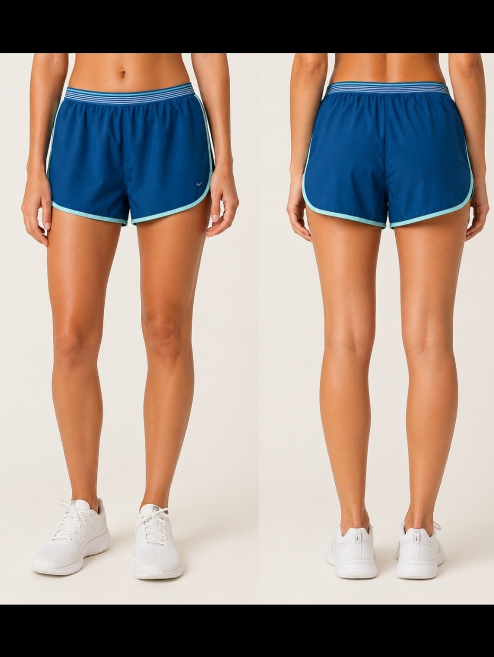 Everlast Women’s Running Workout Shorts Blue w/ Contrast Trim Womens Size M